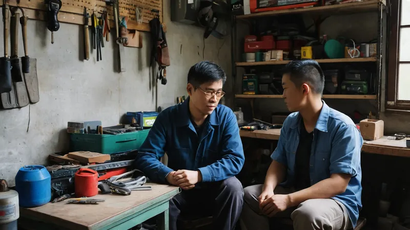 冷氣技師冬天坐在安靜的工作間整理工具